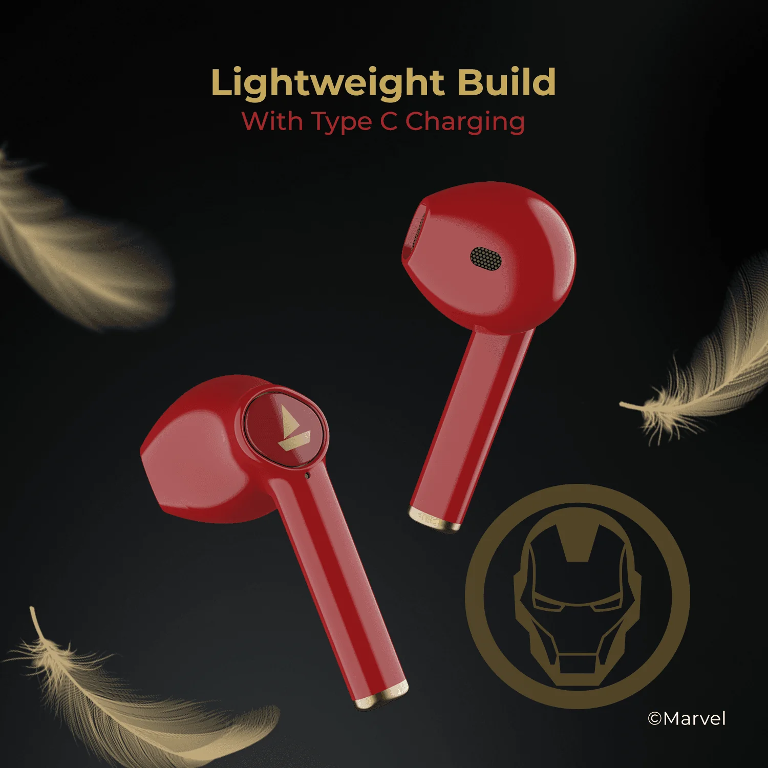 boAt Airdopes 131 Iron Man Marvel Edition | Wireless Earbuds with 13mm Audio Drivers, Upto 60 Hours Playback, IWP Technology, Voice Assistant, Type C Charging - Image 5