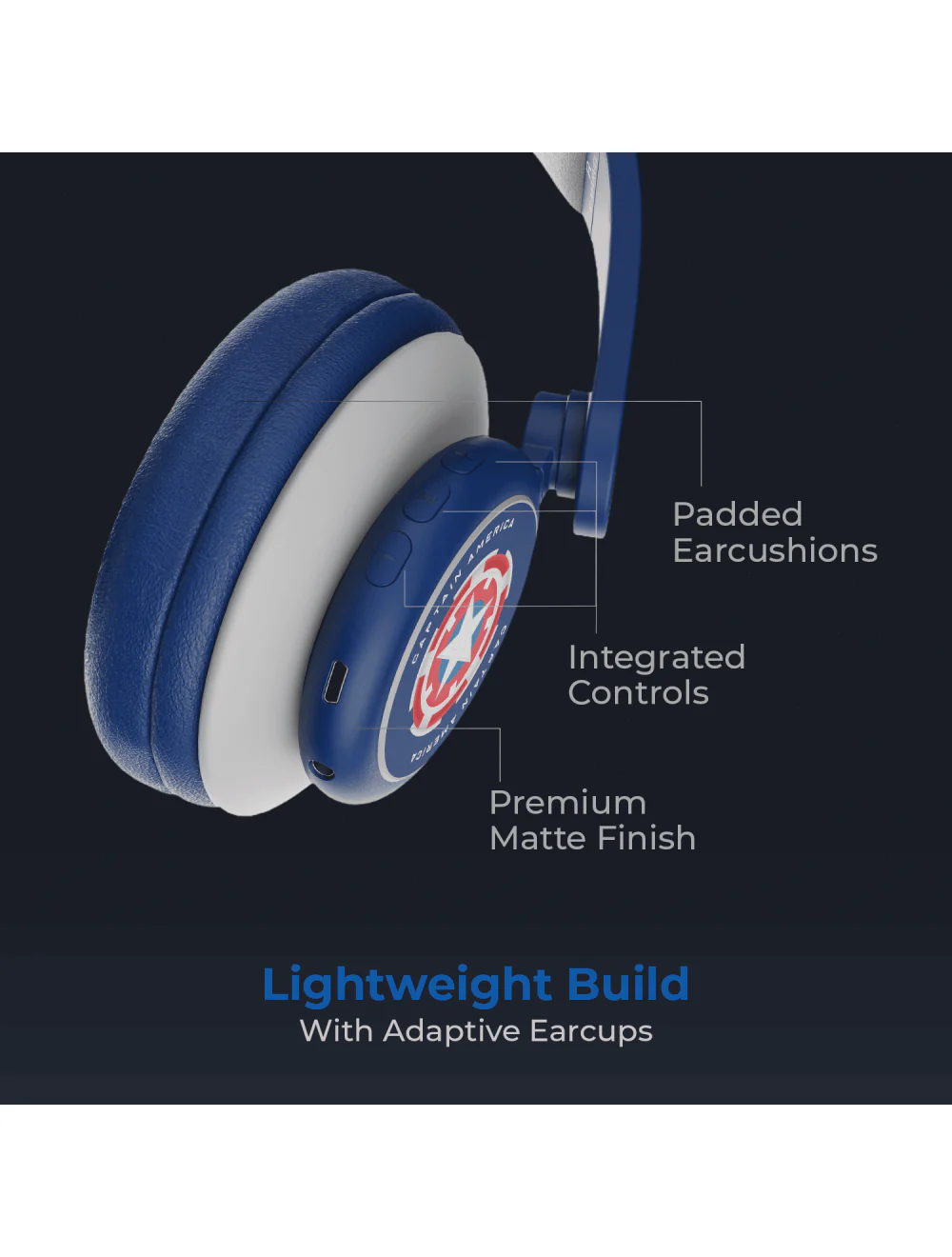 boAt Rockerz 450 Captain America Marvel Edition | Bluetooth Headphones with 40mm Audio Drivers, 15H Playback, Voice Assistant, Dual Connectivity - Image 4
