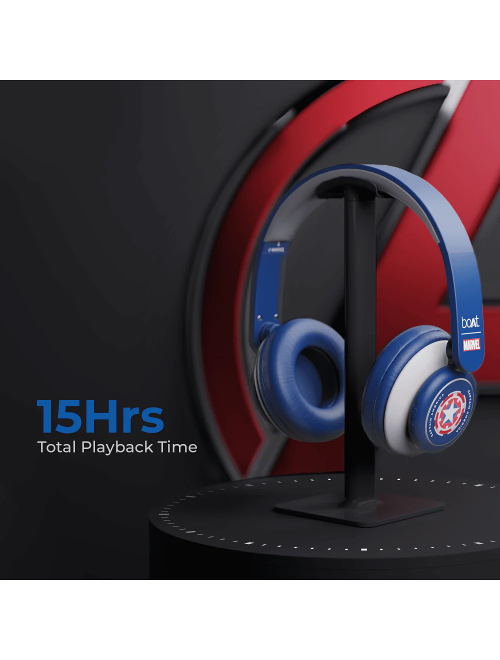 boAt Rockerz 450 Captain America Marvel Edition | Bluetooth Headphones with 40mm Audio Drivers, 15H Playback, Voice Assistant, Dual Connectivity - Image 5