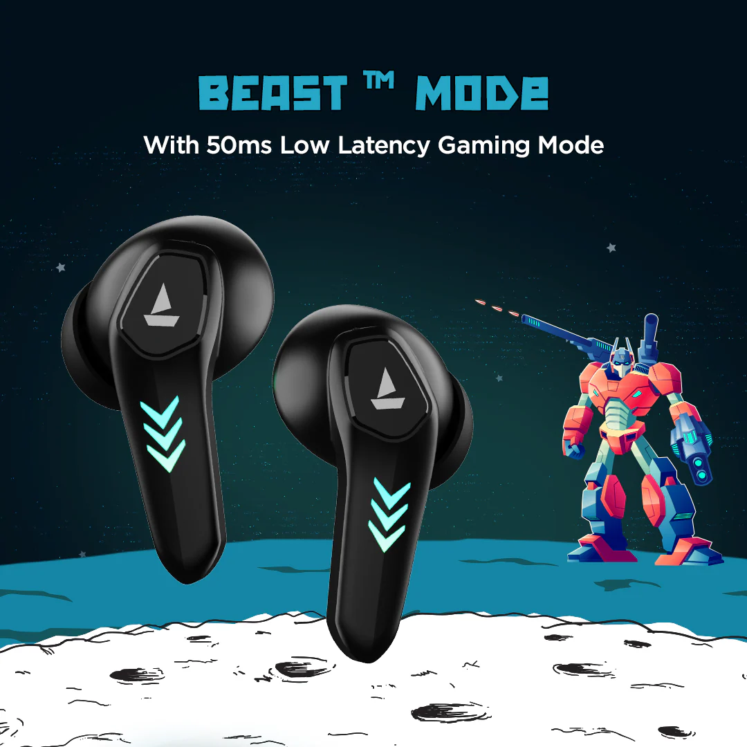 boAt Airdopes 190 | Wireless Earbuds with 40 Hours of Playtime, Beast Mode, RGB Lights Featuring ENx™ tech - Image 5