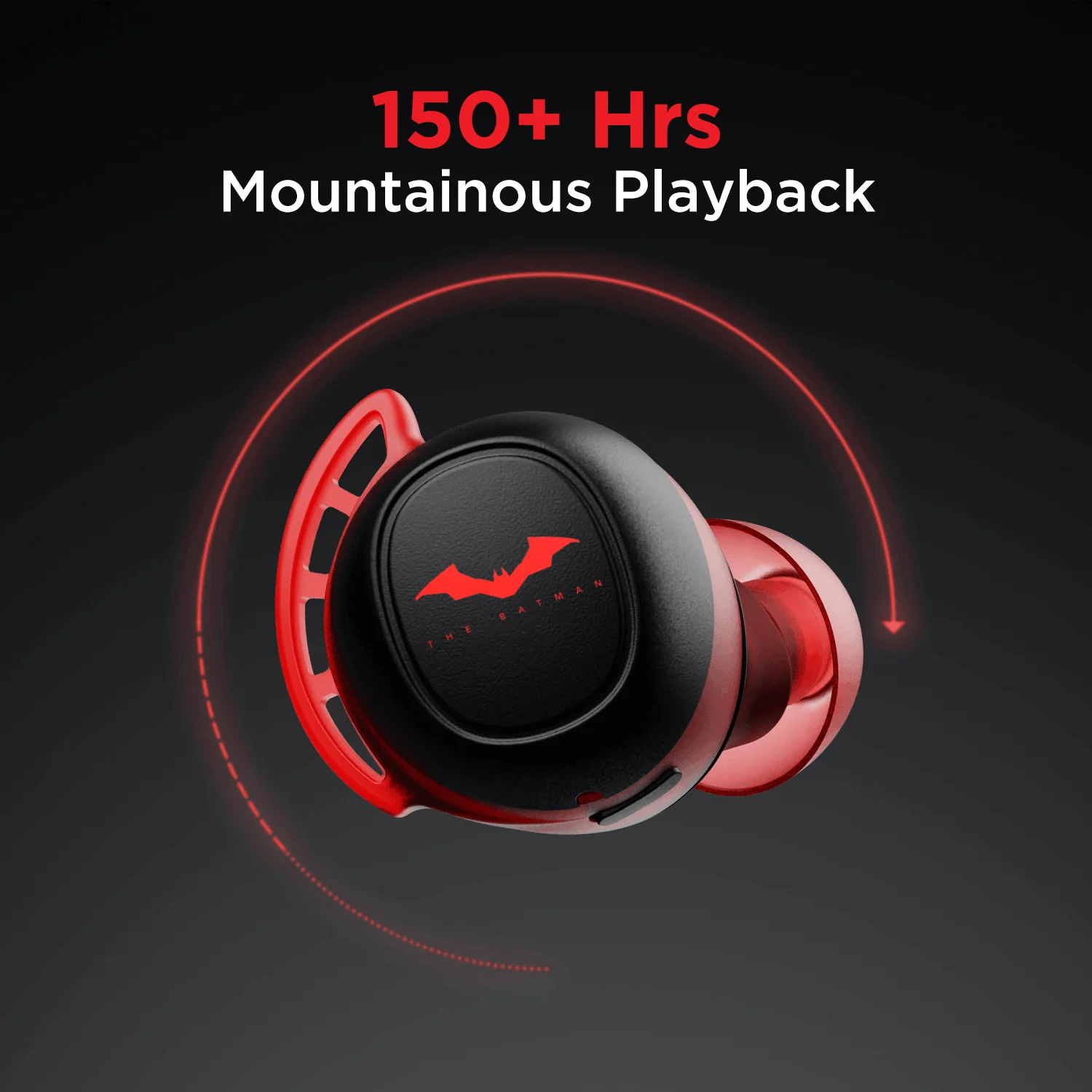 boAt Airdopes 441 Pro Special Batman Edition | Wireless Earbuds with 2600 mAh Carry Case, 6mm Drivers, Upto 20 Hours nonstop Music, IPX7 Sweat & Water Resistance - Image 2