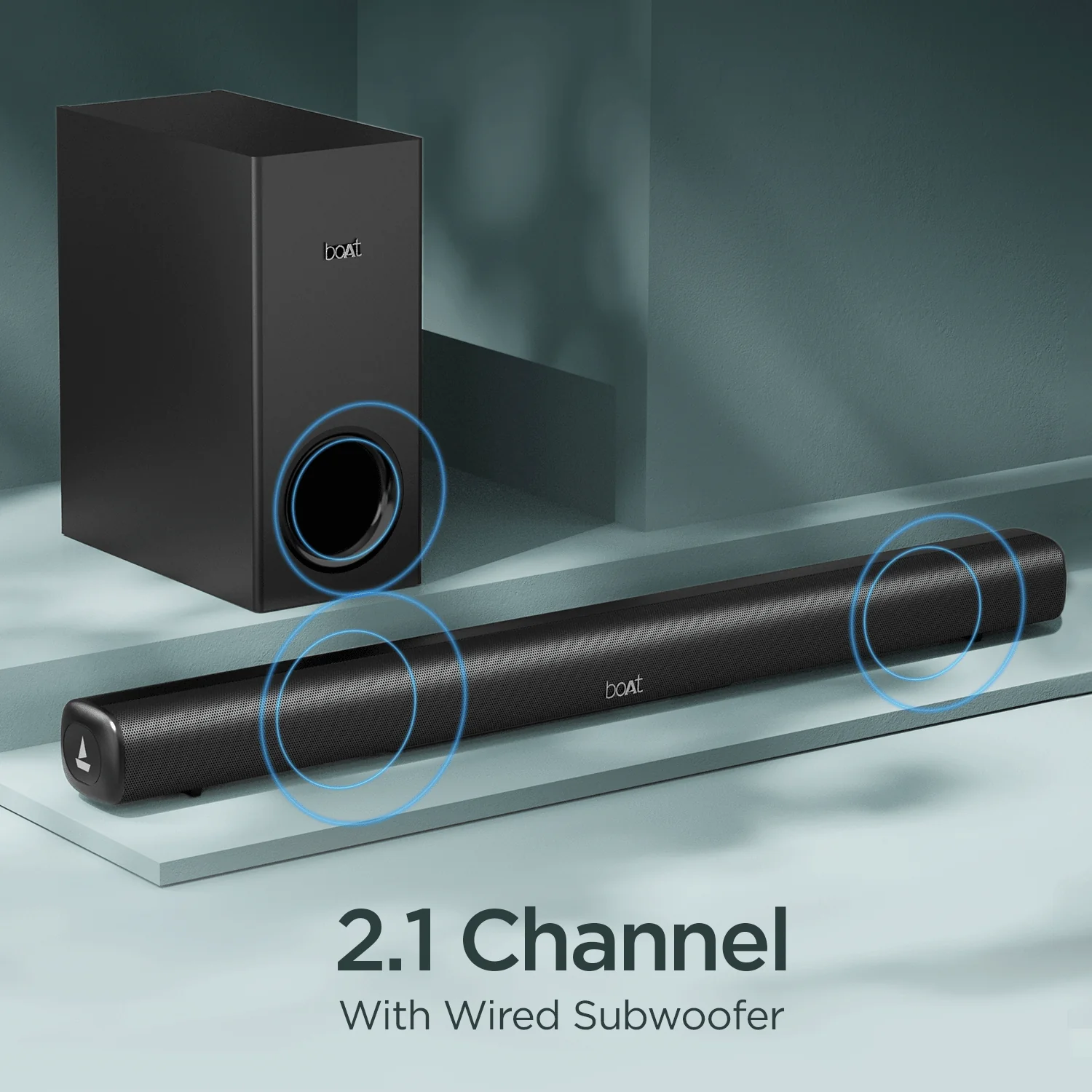 boAt Aavante Bar Mystiq | 100W RMS boAt Signature Sound, 2.1 Channel Soundbar with Wired Subwoofer, Entertainment EQ Modes, Bluetooth v5.3, USB, AUX, HDMI (ARC) - Image 3