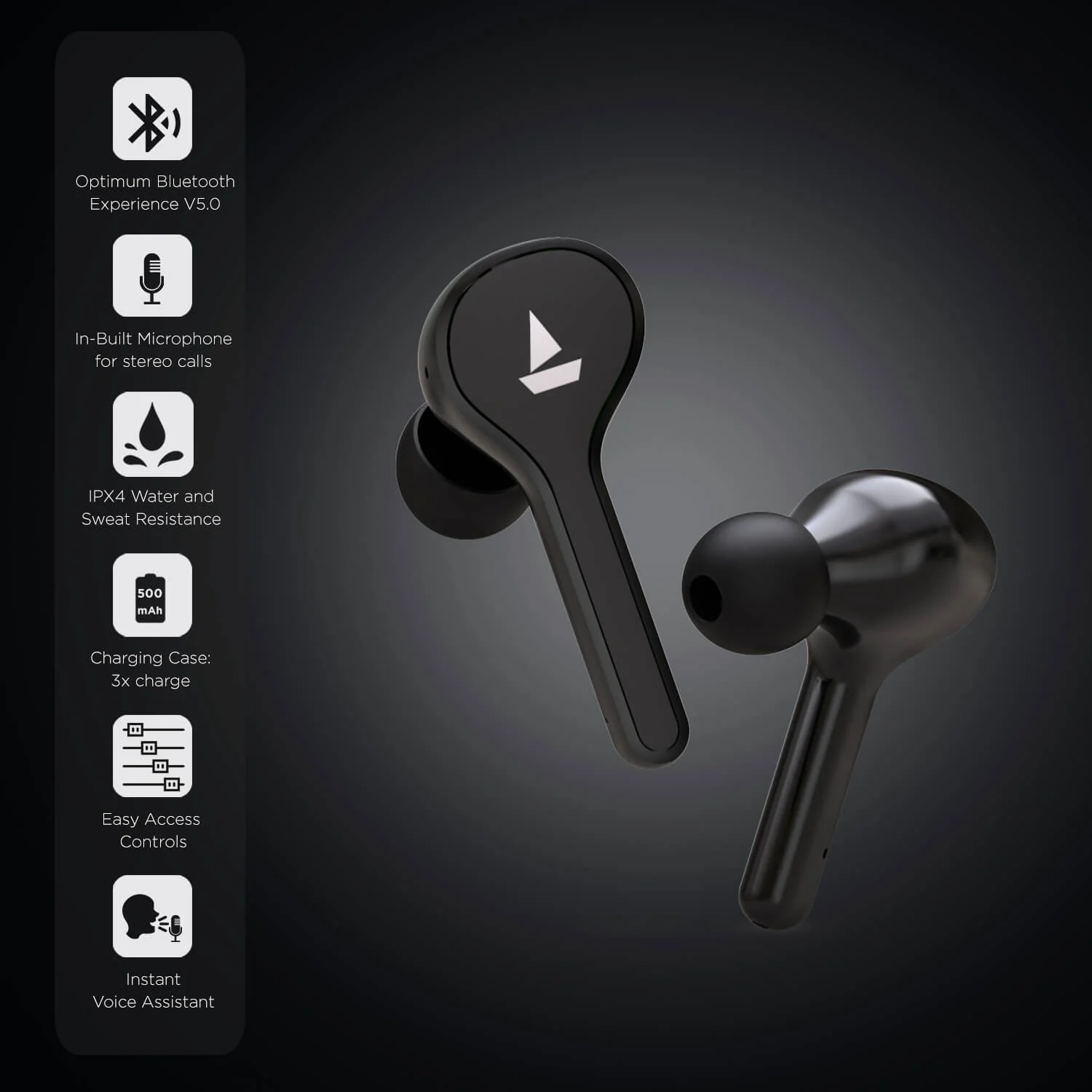 boAt Airdopes 433 | Wireless Earbuds with 7mm drivers, IPX4 water resistance, 500mAh Charging Case, Music upto 10 Hours - Image 5
