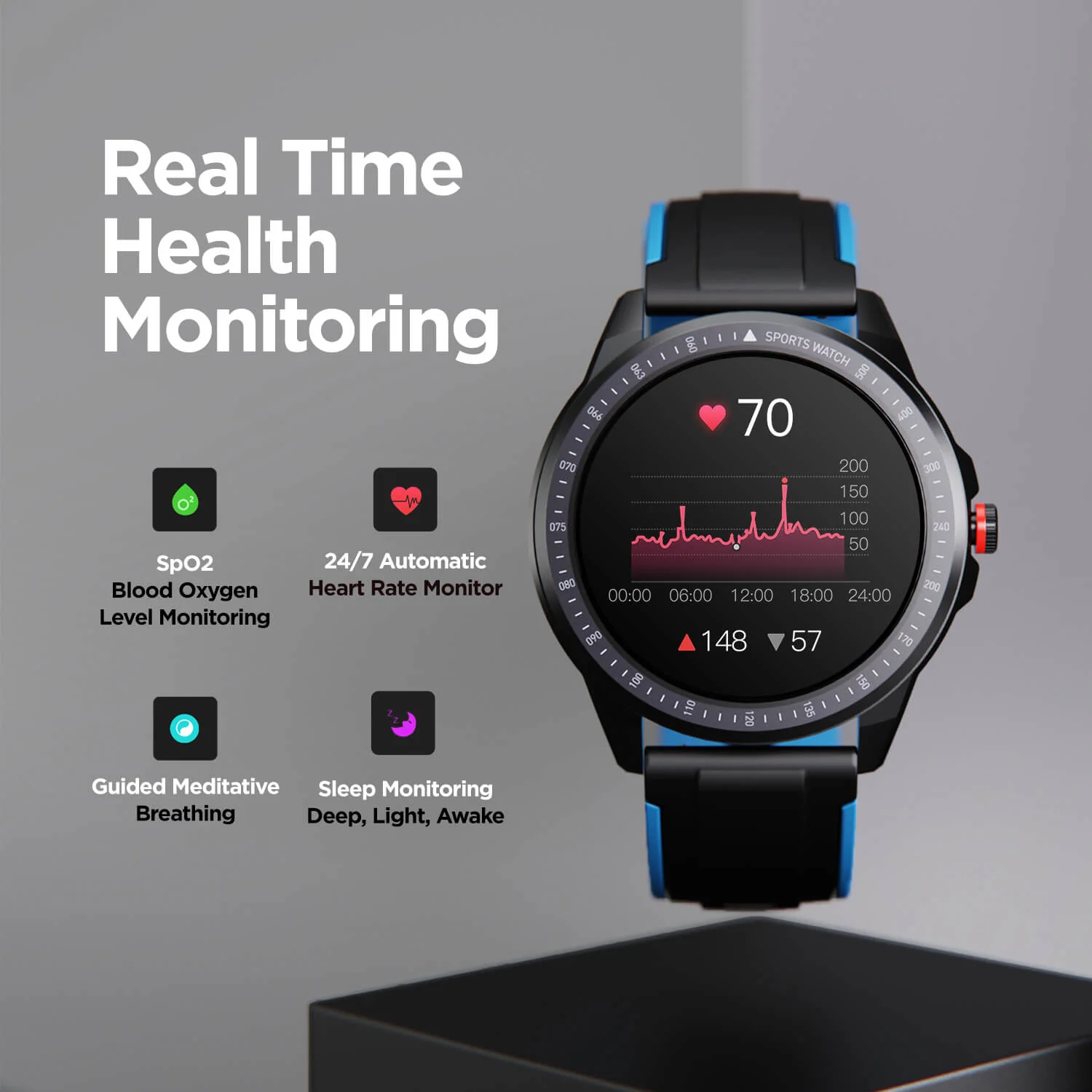 boAt Watch Flash | Round Dial Smart Watch with a 33mm Full Touch LCD Display, 10 Active Sports Mode, IP68 sweat and Water Resistant - Image 4
