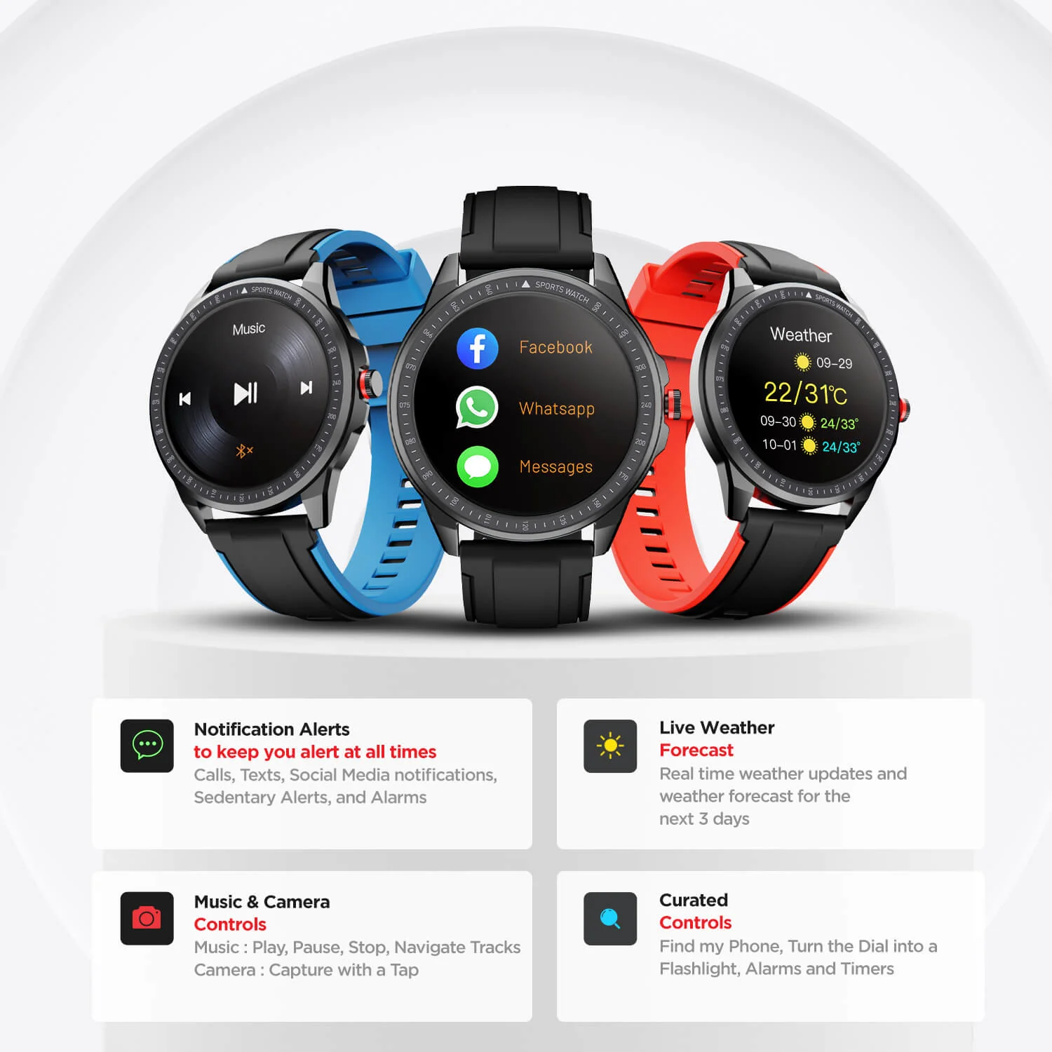 boAt Watch Flash | Round Dial Smart Watch with a 33mm Full Touch LCD Display, 10 Active Sports Mode, IP68 sweat and Water Resistant - Image 9