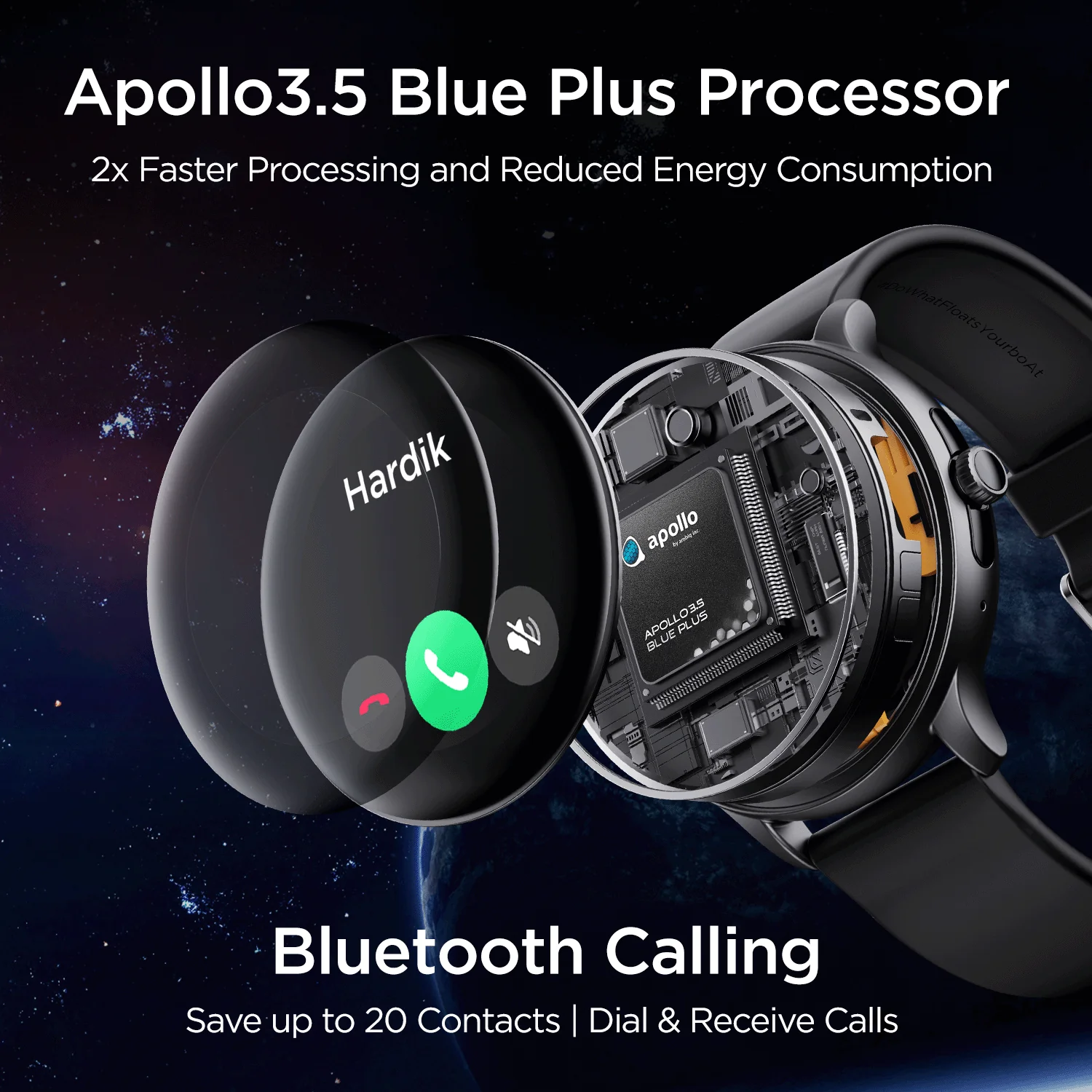 boAt Lunar Call Pro | Round Dial Smart Watch with 1.39" (3.53 cms) Big AMOLED Display, SensAi, Watch Face Studio, Bluetooth Calling, 700+ Active Modes, Apollo3.5 Blue Plus Processor - Image 7