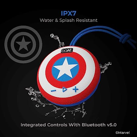 boAt Stone 190 Captain America Marvel Edition | Portable Bluetooth Speaker with 5W RMS Sound, 4 Hours Playback, Bluetooth v5.0 - Image 5
